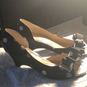 Polka dot silk 2" heel with bow